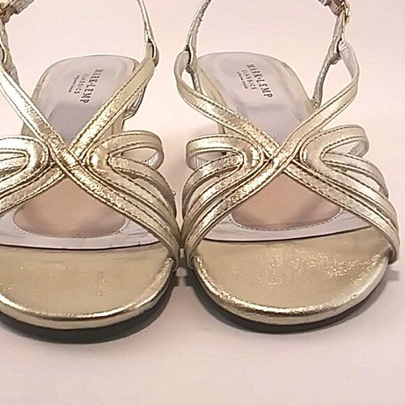 Walking Cradles Mark Lemp Leash Gold Leather Strappy Dressy Sandal Heels 8WW - Picture 4 of 11